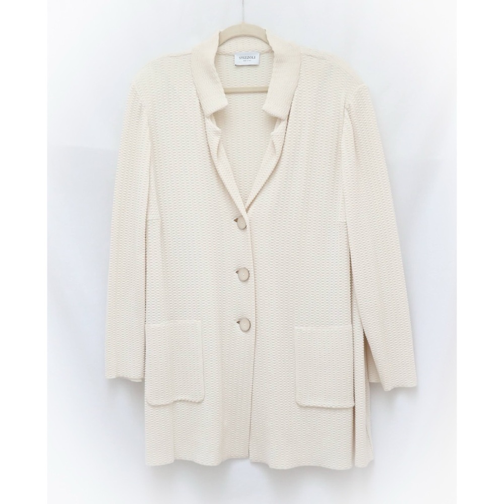 NWOT Stizzoli Cream Cardigan Collared Knit Blazer 22 sweater plus size Italy new